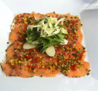 Salmon carpaccio at Daniel Dine & Wine