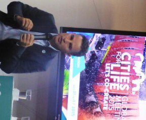 Medellin's Mayor Anibal Gaviria at the Cities for Life launch press conference