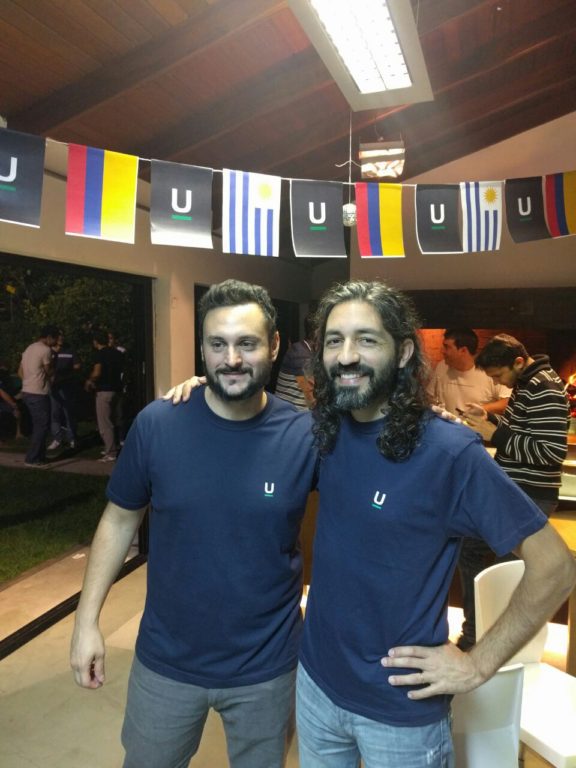 UruIT's new Colombia team leaders celebrating in Montevideo before embarking for Medellín