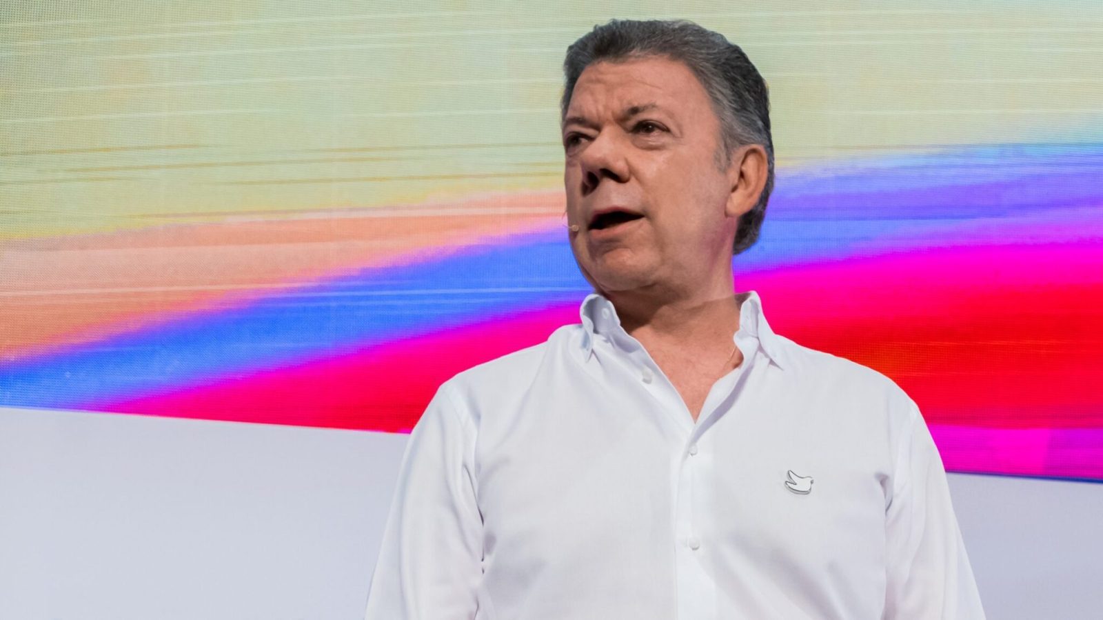 Juan Manuel Santos speaks at Andicom 2017 in Cartagena. (Credit: Jared Wade)