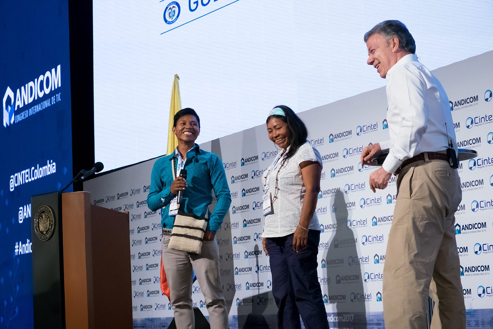 Juan Manuel Santos speaks at Andicom 2017 in Cartagena. (Credit: Jared Wade)