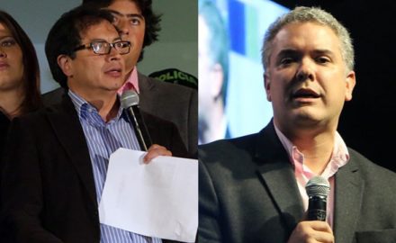 Gustavo Petro and Ivan Duque, the left and right coalition candidates in the 2018 presidential election in Colombia. (Photo credit: Prensa de Bogotá / Leoboud)