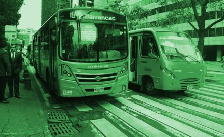 Buses operating on the streets of Bogota, Colombia. (Photo credit: Jared Wade)