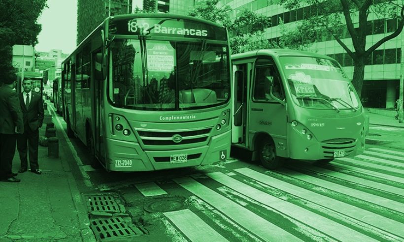 Buses operating on the streets of Bogota, Colombia. (Photo credit: Jared Wade)