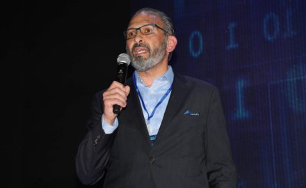 Frank Casale, founder of the Institute for Robotic Process Automation and Artificial Intelligence (IRPA AI), speaks at the launch event for the Digital Americas Pipeline Initiative (DAPI) in Medellín, Colombia. (Photo credit: IRPA AI)