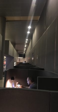 Avianca’s new lounge has ample private cubicles with power connections in quiet areas of the complex.