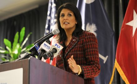 Photo: Nikki Haley, pictured here during her tenure as South Carolina governor, will be joined by Kevin Whitaker, U.S. ambassador to Colombia, and Kirsten Madison, a high-level drug enforcement official. (Credit: Staff Sgt. Jorge Intriago)