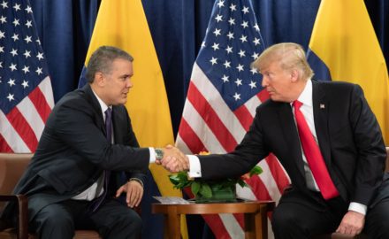 President Donald Trump participates in a bilateral meeting Colombian President Ivan Duque Marquez Tuesday, September 25, 2018, at the United Nations Headquarters in New York. (Photo credit: Official White House photo by Shealah Craighead)
