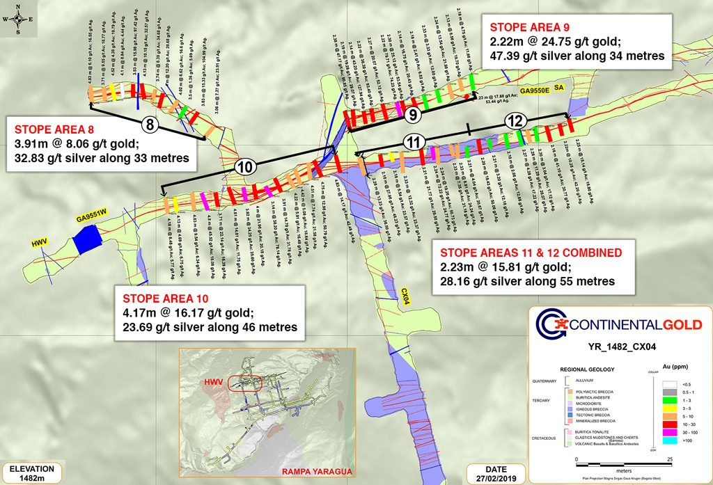 Figure 4 – Stope Area 8-12 located in the Central-west Portion of the Yaraguá System at 1,482 RL
