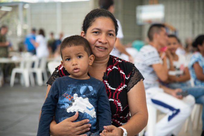 Jaqueline Polo and her two-year-old son Juan David will spend two days aboard the USNS Comfort, where Juan David will have surgery to repair a congenital umbilical hernia. Jaqueline thanked those who work in the mission. "They make a sacrifice leaving their homes, their land and their customs, to dedicate themselves to such a beautiful work as helping people like me."