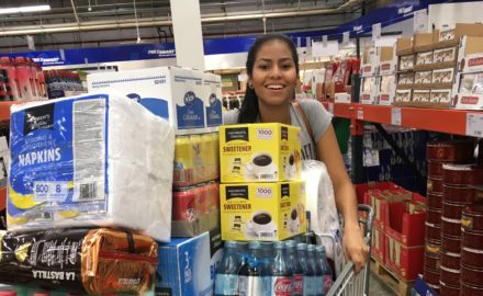 Beautiful Colombian woman shops at PriceSmart