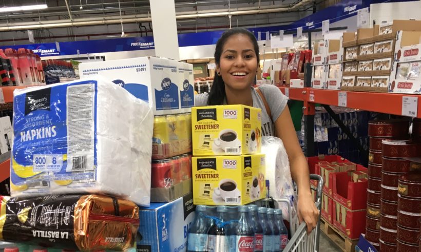 Beautiful Colombian woman shops at PriceSmart