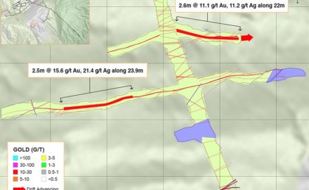 Figure 3: Underground Channel Sampling Results from the Southwestern Portion of the Yaraguá System, Sublevel 1190