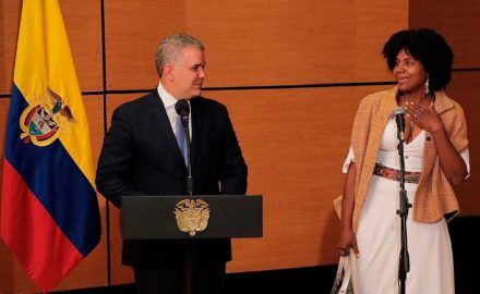 Colombia's President Ivan Duque (l) with Dr Mabel Torres, the new Minister of Science, Technology & Innovation