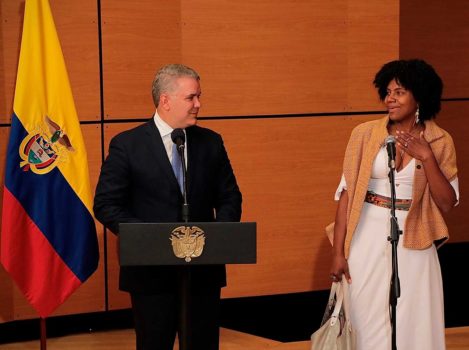 Colombia's President Ivan Duque (l) with Dr Mabel Torres, the new Minister of Science, Technology & Innovation