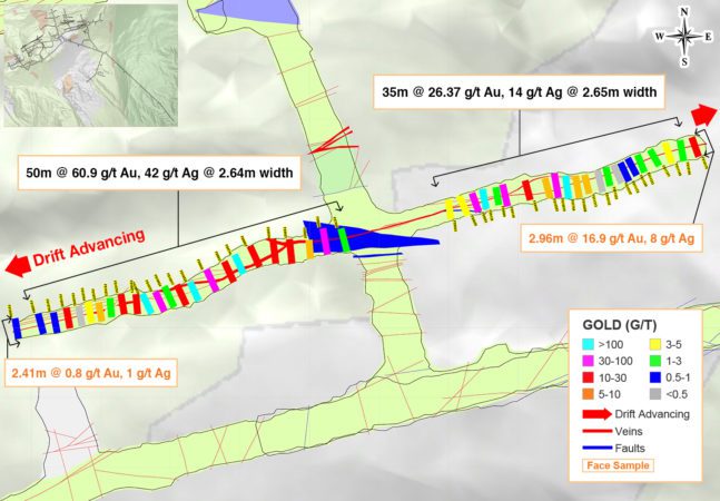 Figure 1: Underground Channel Sampling Results from the Newly-Discovered Athena Vein in the Yaraguá System, Sublevel 1190