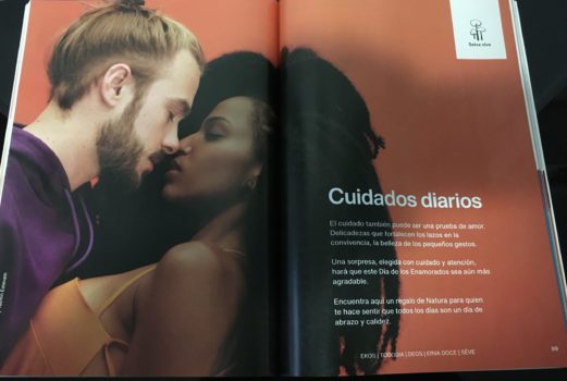 Natura, another catalog retailer, doesn't seem to face the same challenges. It's catalogs, printed in Colombia, feature Latin models almost exclusively. In this case, Brazilians Tiago Mendes and Yasmin Estevan.