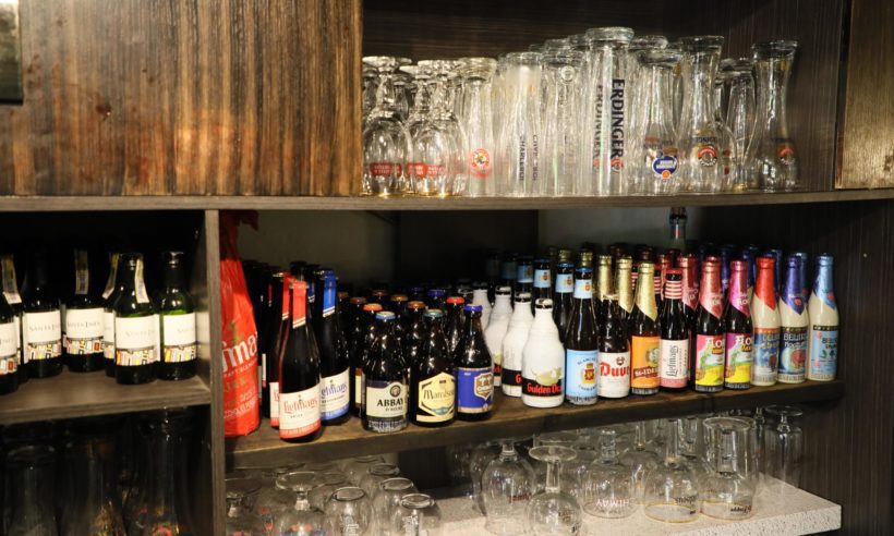 The partial imported beer selection at La Casa Solariega Restaurant serving European continental cuisine in Santa Fé de Antioquia, Colombia. © Loren Moss