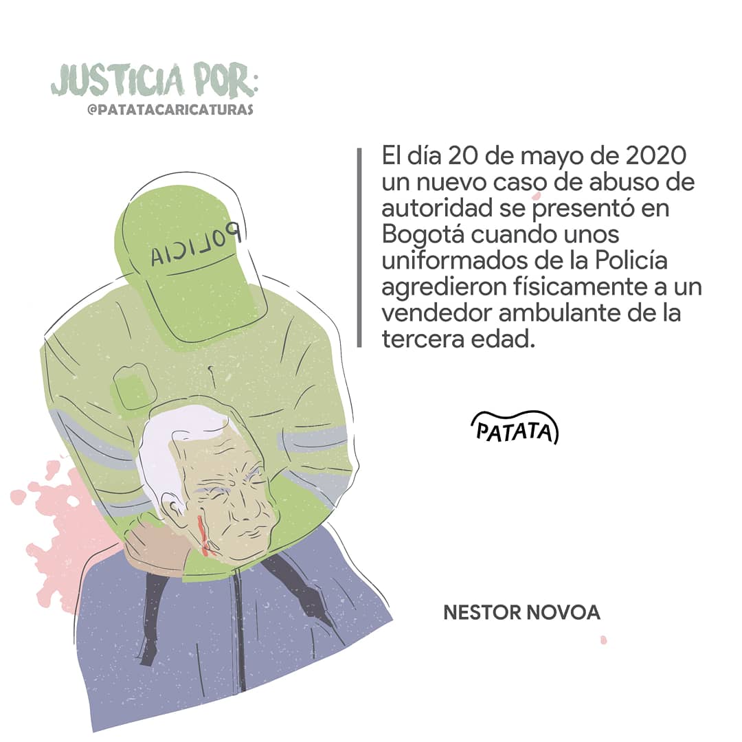 On May 20, police beat up Nestor Novoa, an elderly street vendor in Bogota.