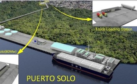 Rendition showing fully expanded Puerto Solo Energy Hub Port Complex to be built in Buenaventura, Colombia