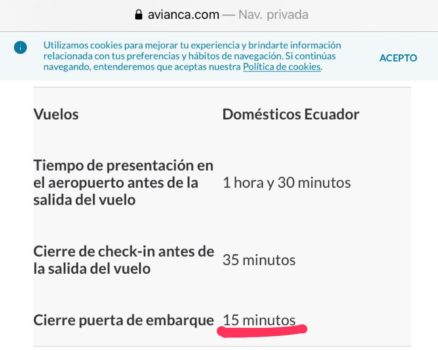 Avianca Ecuador boarding policy - Image from Twitter account of Ecuatoriana Airlines @EcuatorianaAir1