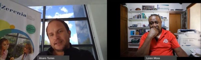 Khiron Life Sciences CEO Álvaro Torres with Finance Colombia Executive Editor Loren Moss on a Webex call.