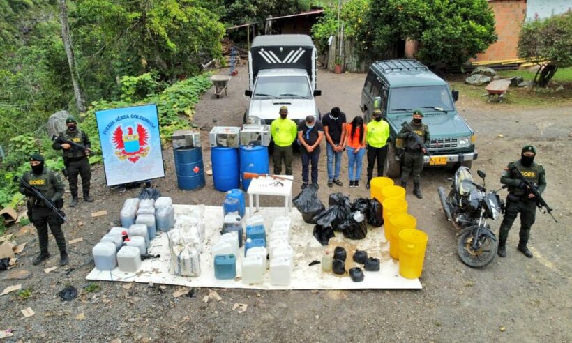 Cocaine laboratory in Tolima dismantled, courtesy Colombian Air Force