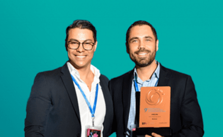 Webhelp Americas CEO Eduardo Salazar (left) and Manuel Alejandro Morales Hurtado