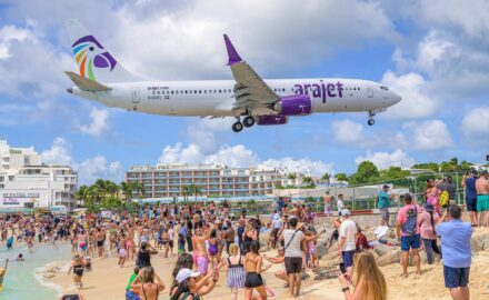 Arajet approach at Princess Juliana International Airport in St. Maarten