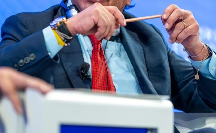 Colombian President Gustavo Petro speaking at the World Economic Forum Annual Meeting in Davos-Klosters, Switzerland in January 2023. (Photo credit: World Economic Forum / Boris Baldinger)