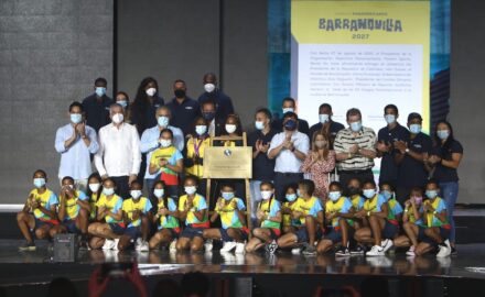 A press photo released by PanAm Sports in August 2021 when Barranquilla was named host of the 2027 games. (Credit: PanAm Sports)