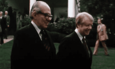 Colombian President Alfonso Lopez Michelson (l) with US President Jimmy Carter