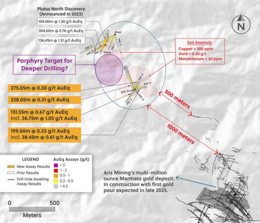 Plan View of the Guayabales Project Highlighting the Plutus Target Area
