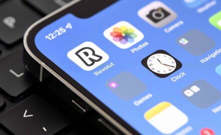 Photo of a phone with Revolut installed