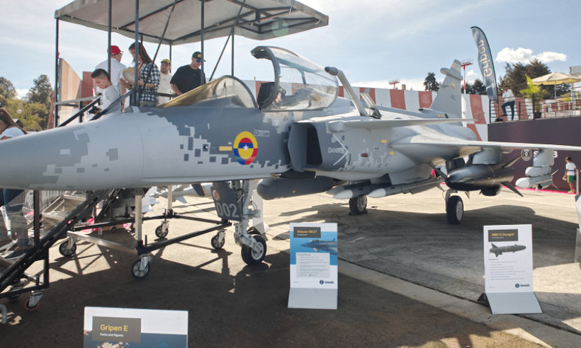 A Saab Gripen E at Colombia's 2023 F-AIR airshow (photo © Loren Moss)