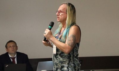 Brigitte Baptiste speaking at the Colombia Gold Summit (photo: Loren Moss)