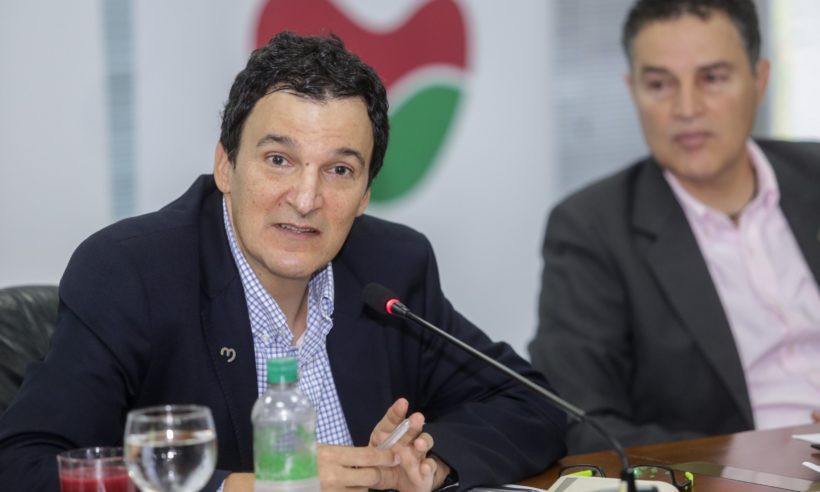 EPM's General Manager Juan Esteban Calle Restrepo at the press conference announcing EPM's acquisition of ADASA