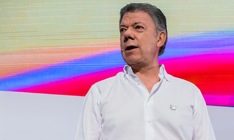 Juan Manuel Santos speaks at Andicom 2017 in Cartagena. (Credit: Jared Wade)