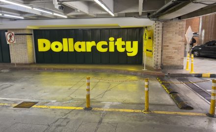 Dollarcity signage at El Tesoro mall in Medellín. (Photo credit: Loren Moss)