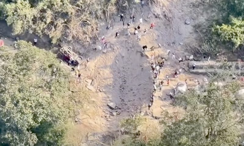 Aerial view of the crater caused by the explosion on the Pan-American Highway. Photo courtesy of Colombia’s Ministry of Defense.