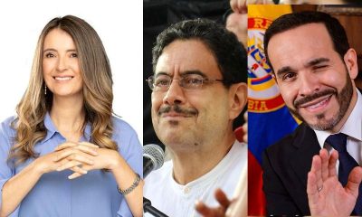 Paloma Valencia (on left), Iván Cepeda, Abelardo de la Espriella (collage by Loren Moss)