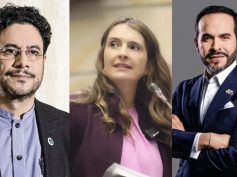 Presidential candidates, from left to right: Iván Cepeda, Pacto Histórico; Paloma Valencia, Centro Democrático; and Abelardo de la Espriella, Movimiento Salvación Nacional.