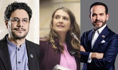 Presidential candidates, from left to right: Iván Cepeda, Pacto Histórico; Paloma Valencia, Centro Democrático; and Abelardo de la Espriella, Movimiento Salvación Nacional.