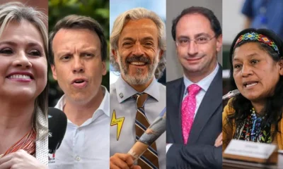 From left to right: Edna Bonilla, Leonardo Huerta, Juan Daniel Oviedo, Juan Manuel Restrepo, and Aida Quilcué.