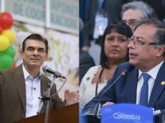 Bolivian President Rodrigo Paz Pereira, left, and Colombian President Gustavo Petro, right.