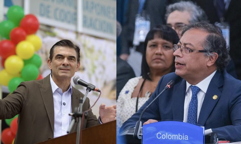 Bolivian President Rodrigo Paz Pereira, left, and Colombian President Gustavo Petro, right.