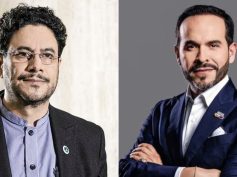 Presidential candidates Iván Cepeda of the Pacto Histórico coalition, left, and Abelardo de la Espriella of the Defensores de la Patria movement, right.