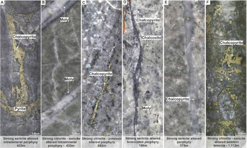 Five representational photographs of the core from the La Estrella drilling.