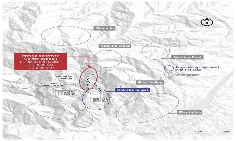 A diagram of the mountains in Copper Giant's La Estrella project, and their recent discoveries.