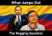 A cartoon image of Abelardo and Petro with a Colombian flag as the background.